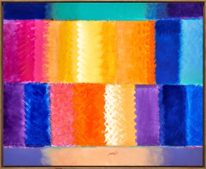 rs54 chromatische konstellation ohne titel, 2017; 130 x 159 cm (+ holzrahmen 134 x 163 x 4 cm)